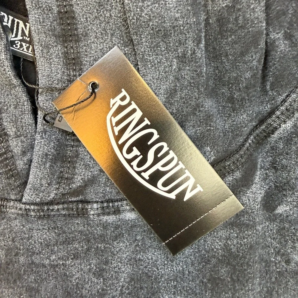 Ringspun Hoodie Mens Large Black Mineral Wash Acid Wash Streetwear Oversized Y2K